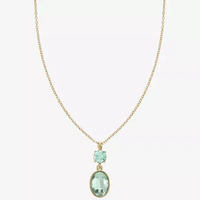 Monet Jewelry Womens Blue Glass Oval 17 Inch Pendant Necklace In Green