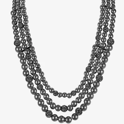 Monet Jewelry Womens Brown Glass 18 Inch Beaded Necklace In Gray