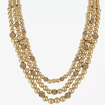 Monet Jewelry Womens Brown Glass 18 Inch Beaded Necklace In Gold