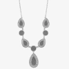 Monet Jewelry Womens Glass 18 Inch Y Necklace In Silver