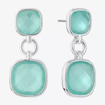 Monet Jewelry Womens Glass Cushion Hypoallergenic Drop Earrings In Green