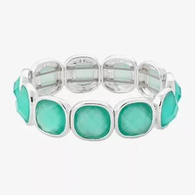 Monet Jewelry Womens Glass Cushion Stretch Bracelet In Green