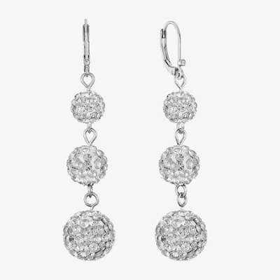 Monet Jewelry Womens Glass Drop Earrings In White