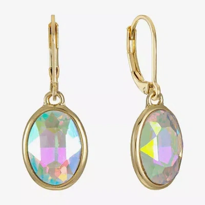 Monet Jewelry Womens Glass Oval Drop Earrings In Gold