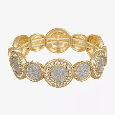 Monet Jewelry Womens Glass Round Stretch Bracelet In Gold