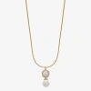 Monet Jewelry Womens Glass Simulated Pearl Round 17 Inch Pendant Necklace In White