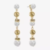Monet Jewelry Womens Glass Simulated Pearl Round Hypoallergenic Drop Earrings In Gold