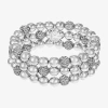 Monet Jewelry Womens Glass Surgical Steel Round Stretch Bracelet In Silver
