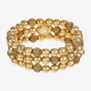 Monet Jewelry Womens Glass Surgical Steel Round Stretch Bracelet In Gold