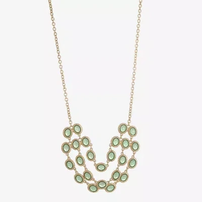 Monet Jewelry Womens Gold Tone 18 Inch Strand Necklace In Green