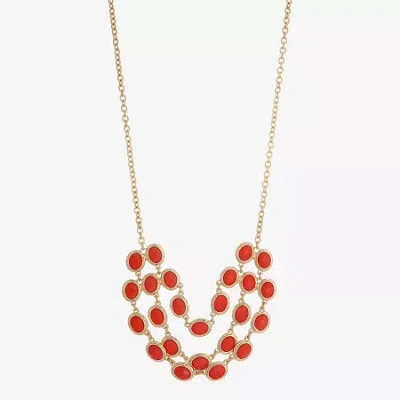 Monet Jewelry Womens Gold Tone 18 Inch Strand Necklace In Orange
