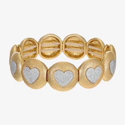 Monet Jewelry Womens Heart Stretch Bracelet In Gold