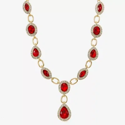 Monet Jewelry Womens Red Glass 17 Inch Y Necklace