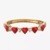 Monet Jewelry Womens Red Glass Heart Bangle Bracelet In Red