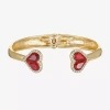 Monet Jewelry Womens Red Glass Heart Bangle Bracelet In Red