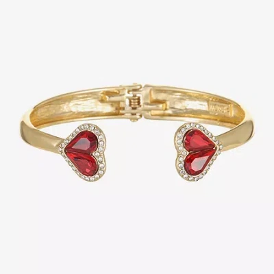 Monet Jewelry Womens Red Glass Heart Bangle Bracelet