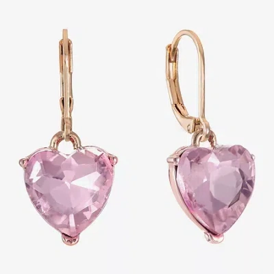 Monet Jewelry Womens Red Glass Heart Drop Earrings In Pink