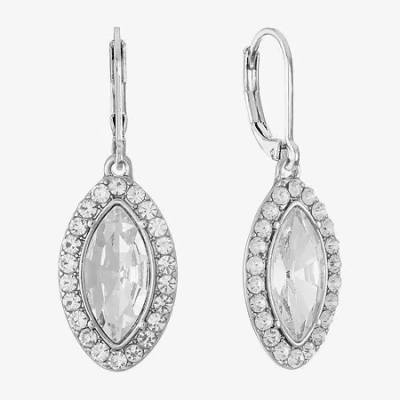Monet Jewelry Womens Red Glass Marquise Drop Earrings In Gray