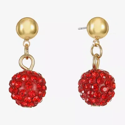 Monet Jewelry Womens Red Glass Round Hypoallergenic Drop Earrings