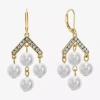 Monet Jewelry Womens Simulated Pearl Chandelier Earrings In Gold