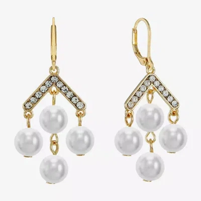 Monet Jewelry Womens Simulated Pearl Chandelier Earrings In White