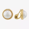 Monet Jewelry Womens Simulated Pearl Clip On Earrings In Gold