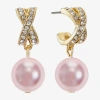 Monet Jewelry Womens Simulated Pearl Hypoallergenic Drop Earrings In Gold