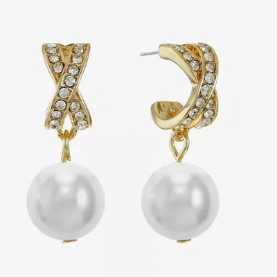 Monet Jewelry Womens Simulated Pearl Hypoallergenic Drop Earrings In White