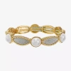 Monet Jewelry Womens Simulated Pearl Stretch Bracelet In Gold