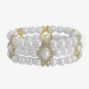 Monet Jewelry Womens Simulated Pearl Stretch Bracelet In Gold