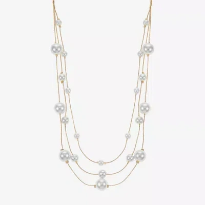 Monet Jewelry Womens White 18 Inch Illusion Necklace In Gold