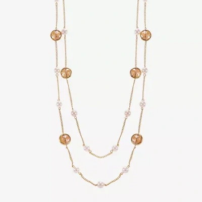 Monet Jewelry Womens White 32 Inch Strand Necklace In Brown