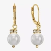Monet Jewelry Womens White Simulated Pearl Ball Drop Earrings In Gold