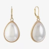 Monet Jewelry Womens White Simulated Pearl Drop Earrings In Gold