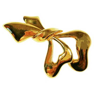 Pre-owned Monet - Large Vintage Gold Tone Bow Brooch - Signed - U. S. - Circa 1980's In Multi