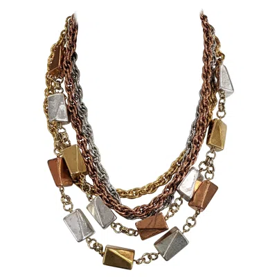Pre-owned Monet Retro Link Chain Necklace In Brown