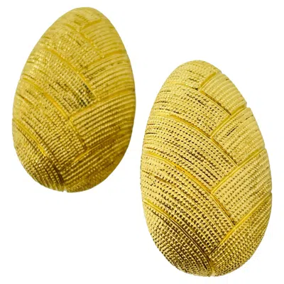 Pre-owned Monet Signe Vintage Gold Tone Designer Clip On Earrings In Multi