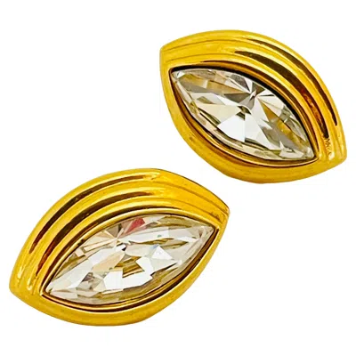 Pre-owned Monet Signed Gold Glass Designer Earrings In Multi