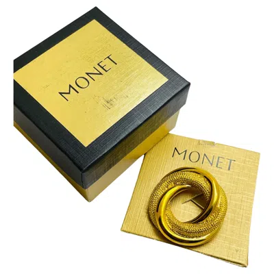 Pre-owned Monet Signed Gold Tone Designer Brooch W Box In Multi