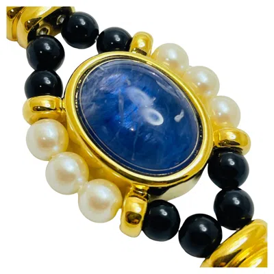Pre-owned Monet Signed Gold Tone Jewel Glass Stones Moghul Designer Runway Necklace In Multi