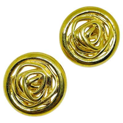 Pre-owned Monet Signed Gold Tone Swirl Designer Clip On Earrings In Multi