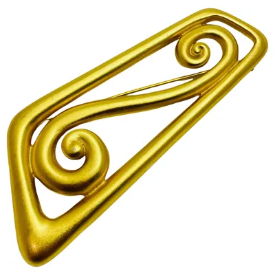 Pre-owned Monet Signed Matte Gold Modernist Geometric Designer Runway Brooch In Multi