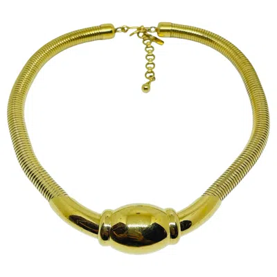 Pre-owned Monet Signed Vintage Gold Plated Omega Chain Designer Necklace In Multi