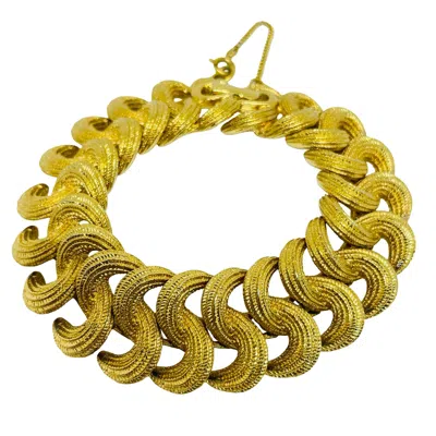 Pre-owned Monet Signed Vintage Gold Tone Designer Bracelet In Multi