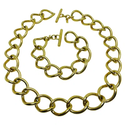 Pre-owned Monet Signed Vintage Gold Tone Designer Chain Necklace Bracelet Set In Multi
