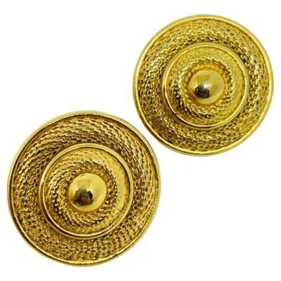 Pre-owned Monet Signed Vintage Gold Tone Designer Clip On Earrings In Multi