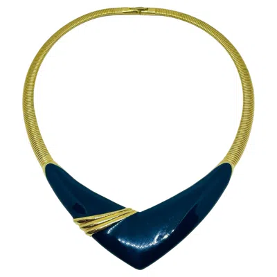 Pre-owned Monet Signed Vintage Gold Tone Enamel Designer Necklace In Multi