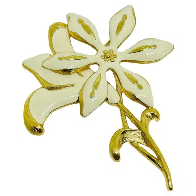 Pre-owned Monet Signed Vintage Gold Tone Enamel Huge Flower Designer Brooch In Multi