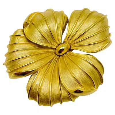 Pre-owned Monet Signed Vintage Gold Tone Flower Designer Brooch In Multi