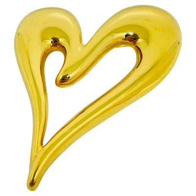 Pre-owned Monet Signed Vintage Gold Tone Heart Designer Brooch In Multi